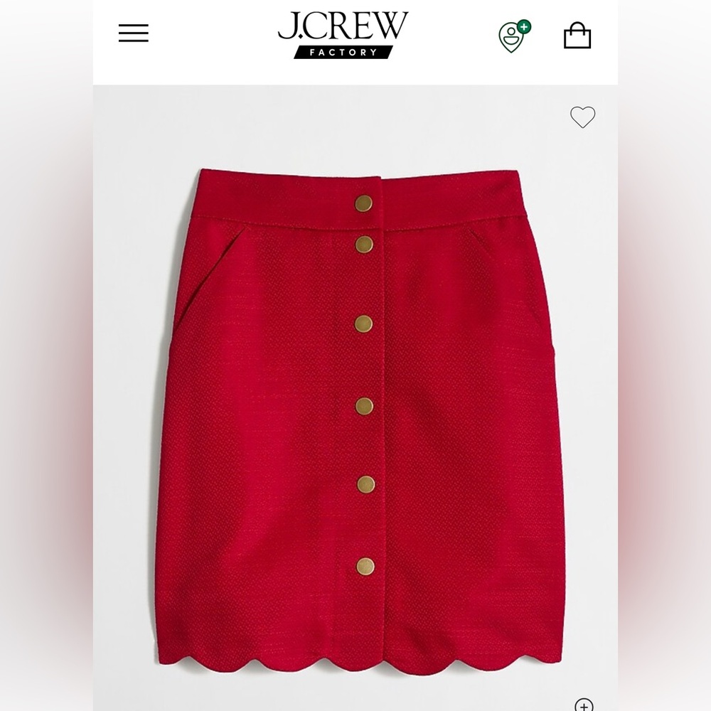 Brand new tags J.Crew Women's Red Button-Front Skirt